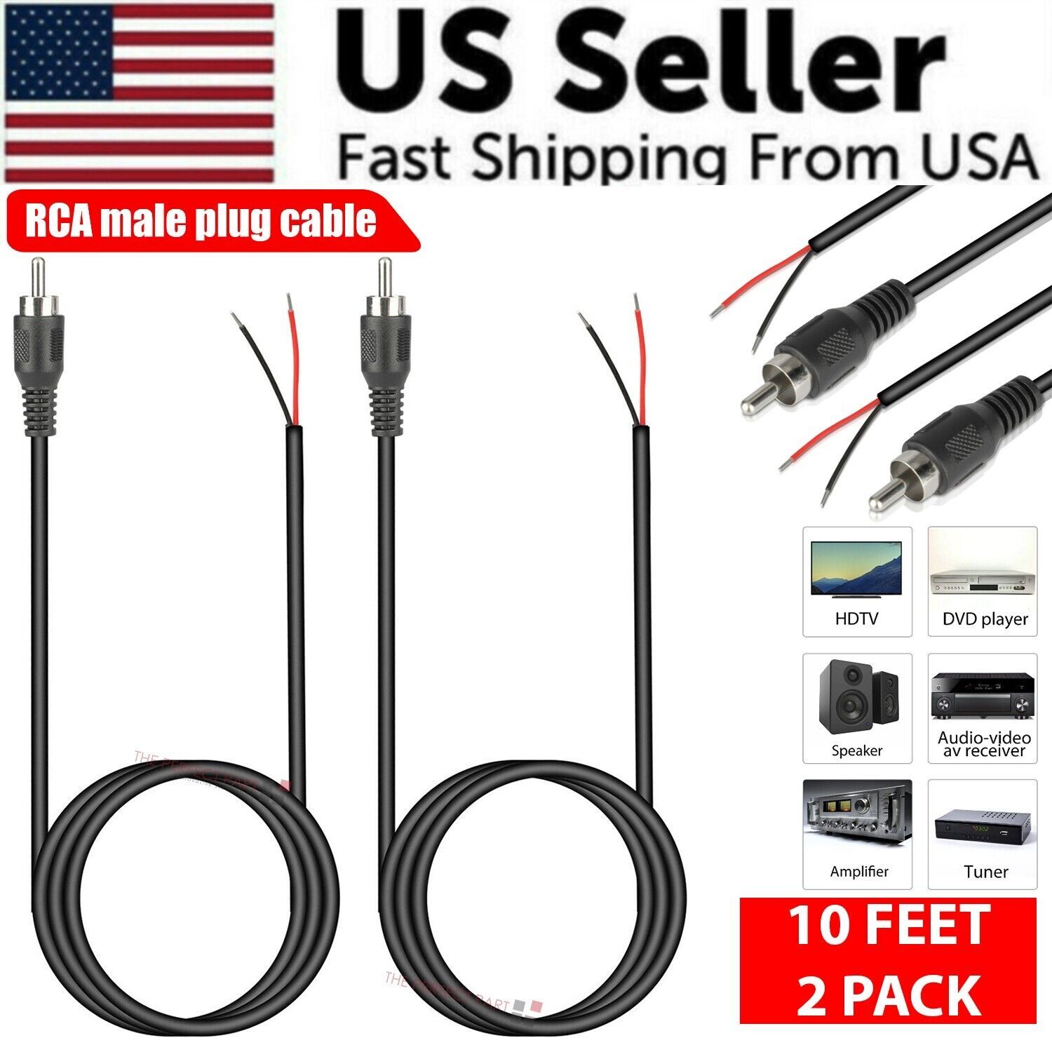 2-Pack 10ft RCA Male Plug To B - огляд і ціна Home Cinema Speaker System